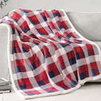 Touchat Sherpa Plaid Twin Blanket 60" X 70", Fuzzy Fluffy Soft Cozy Throw Blanket, Twin Size Plush Fleece Flannel Plush Microfiber Blanket for Couch Bed Sofa (Red Color) - Image 2