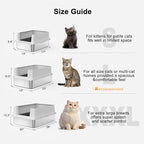 FURTIME Stainless Steel Cat Litter Box, Large Cats Metal Litter Box | High-Sided Open-Top Easy-Clean Litter Pan, Non-Stick, Anti-Leakage, Odor-Free, Comes with Scoop & Mat, 23"×15"×10.5"
