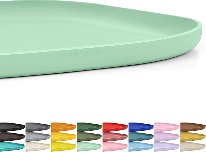 SMILOOL Small Silicone Pet Food Mat with Raised Edge for Food and Water Bowl, Square Dog Feeding Mats, Cat Food Trays for Floor Waterproof, Rubber Tray for Dogs and Cats, 12 x 12 x 0.7 Mint Green