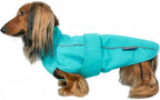 DJANGO Dog Jacket & Raincoat – Lightweight Water-Resistant Coat for Small, Medium & Long Dogs Like Dachshunds – Reflective, Adjustable Fit, Harness-Compatible & Easy-Access Harness Hole - Blue, Medium