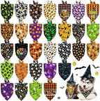 30 Pcs Halloween Dog Bandanas Bulk Adjustable Dog Scarves Bibs Pumpkin Bat Ghost Puppy Bandanas Pet Neckerchief Washable Holiday Halloween Bandanas for Small Medium Large Dog Pet Grooming Accessories by Piklodo