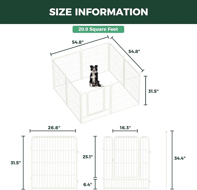 FXW Rollick Dog Playpen, Indoor, Yard & RV Camping, 32" H, 16 Panels | Easy setup, Heavy-duty, DIY layouts, for Small & Medium Dogs, Patented
