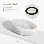 White Marble Dog Bowls, Non-Slip Dog Food Water Bowl Small, Heavy Duty Pet Bowl for Cats and Medium Dogs, Weighted African Natural Marble, Holds 4 Cups(5lbs)