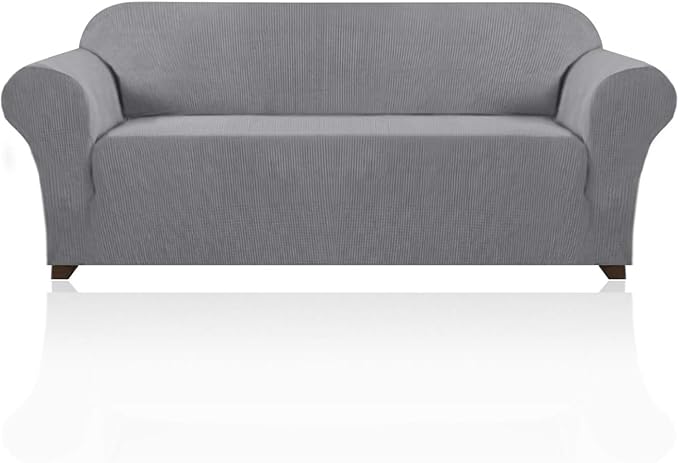 Stretch Sofa Cover Slipcover Couch Covers for 3 Cushion Couch Furniture Protector Sofa Covers with Non Slip Elastic Bottom Dogs Pet Friendly Fitted(Large Sofa 90"-100",Dove)