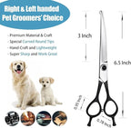 Round Dog Grooming Scissors - Downward Curved Dog Shears for Trimming Face and Paws, Safety Round Tip Shears for Pet Cats, Professional Pet Grooming Scissors Black 6.5"