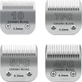 Detachable Ceramic Pet Blades Compatible with Andis & Oster A5 Grooming | Compatible with Andis,Oster A5,Wahl KM10 Clippers | 1/16"(1.5mm) to 3/8"(9.5mm) Cut Length, Include 10/7FC/5FC/4FC 4 Pack