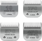 Detachable Ceramic Pet Blades Compatible with Andis & Oster A5 Grooming | Compatible with Andis,Oster A5,Wahl KM10 Clippers | 1/16"(1.5mm) to 3/8"(9.5mm) Cut Length, Include 10/7FC/5FC/4FC 4 Pack