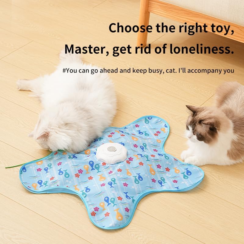 Rechargeable Automatic Cat Toy, 3-Mode Touch-Activated Interactive Toy with Random Motion, Concealed Feather & Squeaky Sound for Indoor Cats & Kittens (Yellow) - Image 5