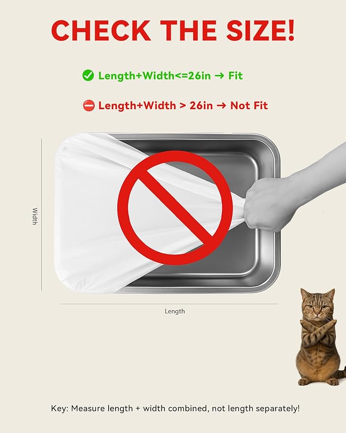 200 Count Cat Litter Box Bags for Automatic Cat Litter Box with Drawstring | Compatible with Cmg Fmo Fstg Litter box, Pre-Seperated Thick Self-Cleaning Cat Litter Box Replacement Heavy Duty-26"x11.8"
