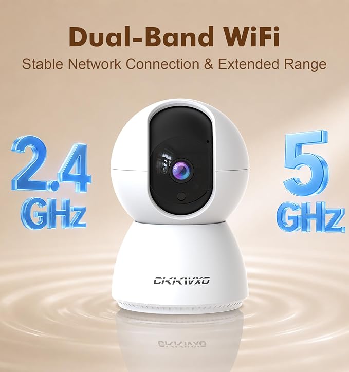 2K Indoor Security Camera, Dual-Band WiFi Pet Cam for Baby & Home | IR Night Vision, Two-Way Audio, Motion Tracking with App Control for Home Security, Compatible with Google Assistant & Alexa