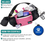 PetAmi Dog Fanny Pack, Treat Pouch for Dog Walking, Training, Built in Poop Bag Dispenser, Water Bottle Holder, Collapsible Bowl, Pet Treat Waist Belt for Hiking, Running, Kibbles (Pink)