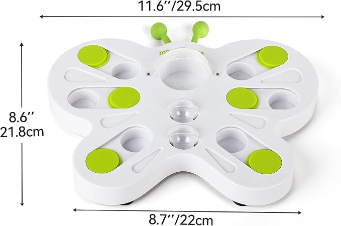 ALL FOR PAWS Interactive Cat Puzzle Feeder – Butterfly Shape Slow Feeder & Treat Dispenser – Enrichment Toy for Kittens & Indoor Cats