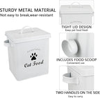 Pet Treat and Food Storage Tin with Lid - 5lbs Capacity - Serving Scoop Included … -CAT