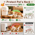 SZEE Cat Food Stand, Elevated Cat Feeder Stand for Automatic Feeder & Bowls | Lifted Cat Food Table Station, Raises Feeder/Bowl by 2 3/8", Relieves Spine and Joints Noticeably on Pets - Solid Pine Wood