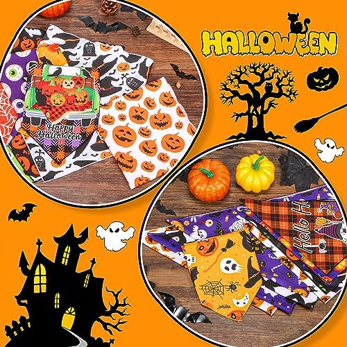 60 Pcs Halloween Dog Bandanas Bulk Adjustable Puppy Bandanas Dog Scarves Pet Grooming Bandanas Washable Holiday Dog Bandanas for Small Medium Large Dog Cat Pet Grooming Accessories Costume - Image 6