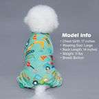 KYEESE Dog Pajamas Velvet Dog Pajamas Small Sized Dogs Soft Dogs Clothes Pjs with Construction Vehicles Pattern Stretchy Pet Jammies Coat Comfy Pet Onesie Costume, X-Large