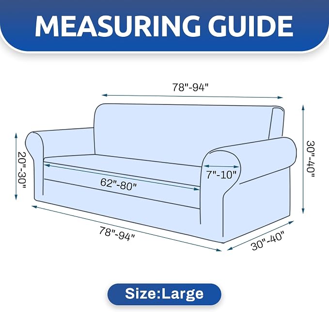 Stretch Couch Covers for Sofa, 3 Cushion Couch Slipcover,Peacock Blue