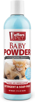 Jeffers Pet Baby Powder Tearless Shampoo for Puppies & Kittens, 17 oz - Concentrated Deodorizing Shampoo for Dogs & Cats with Natural Oils & Conditioners, pH Balanced, Soap Free Formula, Made in USA
