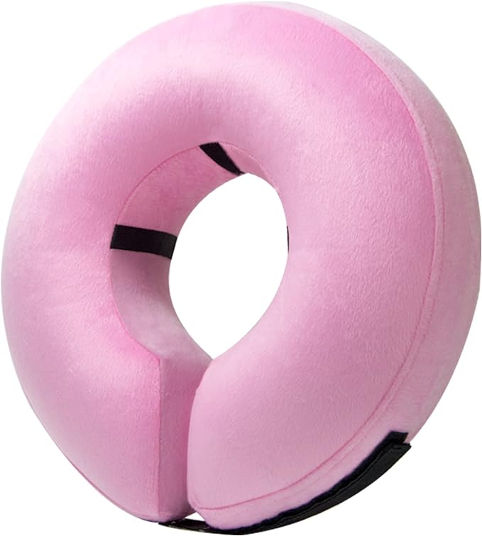 BENCMATE Inflatable Dog Cone Collar Alternative, Soft Dog Cone for Small Medium Large Dogs and Cats, Neck Recovery ECollar Donut Collar After Surgery (Large, Pink)