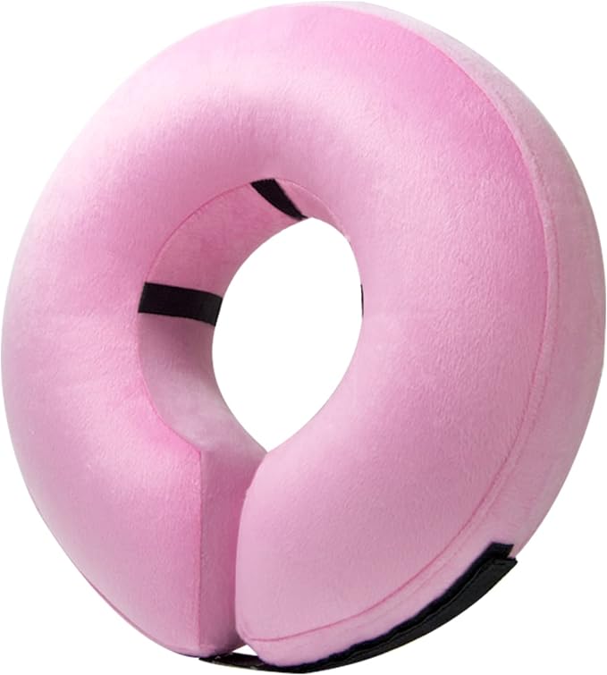 BENCMATE Inflatable Dog Cone Collar Alternative, Soft Dog Cone for Small Medium Large Dogs and Cats, Neck Recovery ECollar Donut Collar After Surgery (Small, Pink)