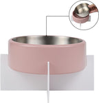 DBL3000A Intersecta Small/Medium Concrete and Stainless Steel Bowl 16oz (2 Cups) with Metal Stand Pet Feeder, Pink/White