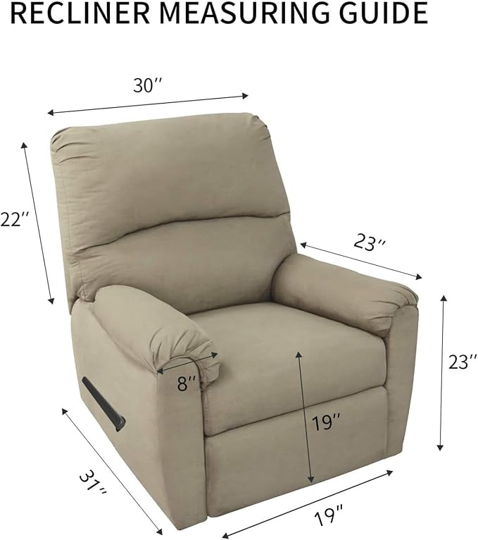 PureFit Reversible Recliner Chair Covers Couch Covers for Dogs, 19 in | Light Gray/Light Gray, Water Resistant Couch Protector, Washable Pet Couch Cover with Non Slip and Elastic Straps For Kids