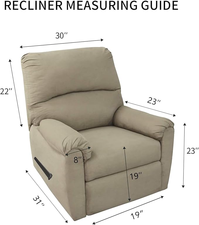 PureFit Reversible Recliner Chair Covers Couch Covers for Dogs, 19 in | Beige/Beige, Water Resistant Couch Protector, Washable Pet Couch Cover with Non Slip and Elastic Straps For Kids