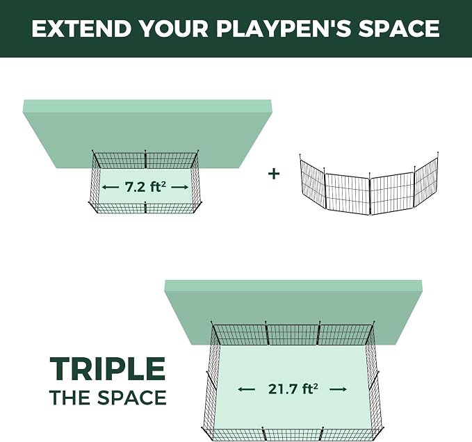FXW MiniPaws Dog Playpen, Indoor, Yard & RV Camping, 20" H, 4 Panels | Portable, Expandable Layout, Tool-Free Setup, For Puppies & Small Dogs