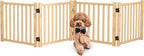 Wooden Freestanding Dog Gate Indoor - 16.9" H 4 Panels | No-painted Foldable Pet Gates for Doorways, Doggy Pet Fence for Stairs, Hallways