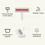 Roller Pet Hair Remover and Reusable Lint Roller - Cat and Dog Hair Remover for Furniture, Carpet, Clothes, Bedding and Car Seats- Lightweight, Multi-Surface Fur Removal Tool (Red)