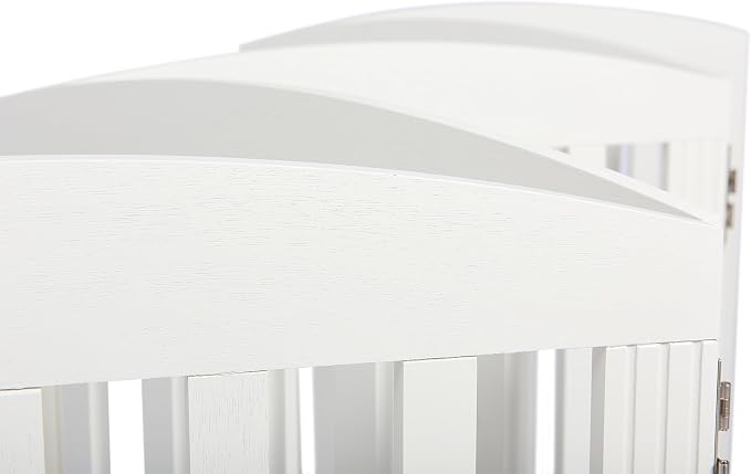 SPIRICH Dog Gate Indoor, Dog Gates for Doorways, Stairs, The House, Wooden Freestanding Foldable Pet Gate, Extra Wide Step Over Puppy Gate, 3 Panels, White