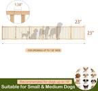 Wooden Freestanding Dog Gate Indoor - 23" H 6 Panels | Foldable Nature Wood Pet Gates for Doorways, No-Painted Doggie Fence for Stairs, Hallways