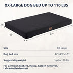 BFPETHOME Outdoor Dog Beds for Large Dogs, Waterproof Dog Bed for Medium, Large, Extra Large Dogs, Orthopedic Pet Bed with Removable Washable Cover, Egg Crate Foam Pet Bed Mat. (47 x 29in, Black)