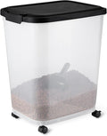 Amazon Basics Pet Food Storage Container with Wheels, BPA-Free, Detachable Scoop, 30lbs Capacity, Reliable Seal