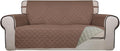 PureFit Reversible Quilted Couch Covers for Dogs Loveseat Sofa Cover 54" | Brown/Beige, Water Resistant Couch Protector, Washable Pet Couch Cover with Non Slip and Elastic Straps For Kids