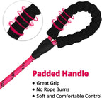 Rope Dog Leash 5 FT: Heavy Duty Leashes with Swivel Lockable Hook Reflective Threads Bungee and Padded Handle - Dog Lead for Large Small Medium Dogs Outside Walking Hiking Pink