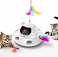 3-in-1 Auto Laser Cat Toy, USB Recharge Motion Activated Kitten Feather Chase Toy - Pure White