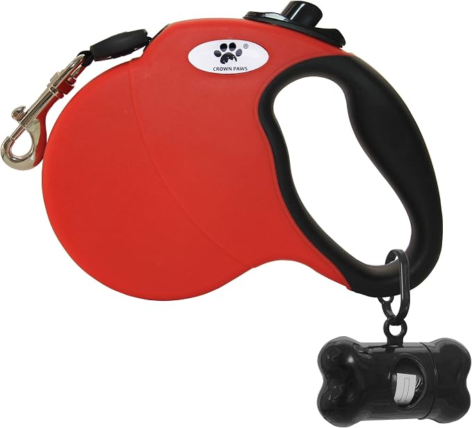 13 ft Retractable Dog Leash for Large Dogs up to 26 lbs,Tangle-Free Nylon Tape,Red S