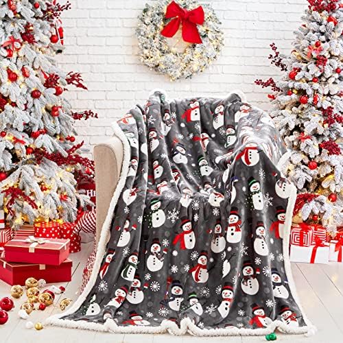 Touchat Sherpa Christmas Throw Blanket, Fuzzy Fluffy Soft Cozy Blanket, Fleece Flannel Plush Microfiber Blanket for Couch Bed Sofa (50" X 60", Snowman) - Image 3