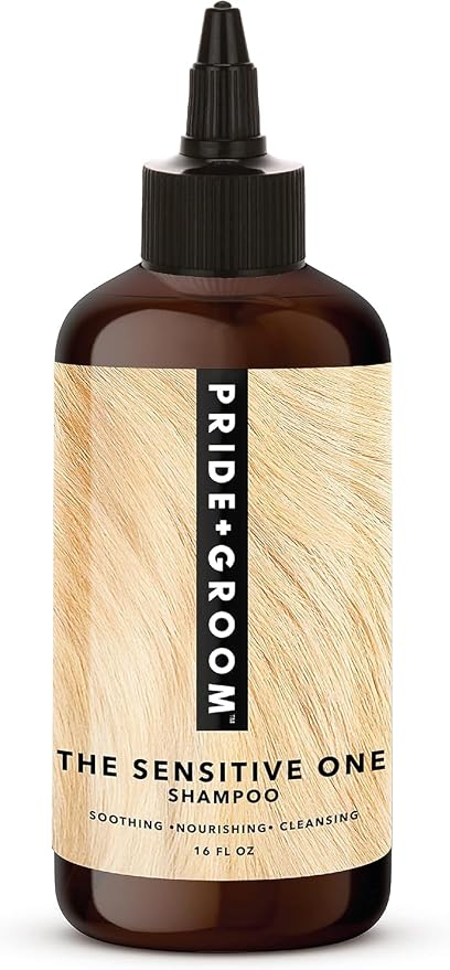 Pride and Groom The Sensitive One Dog Shampoo – All Natural Blend of Essential Oils & Gentle Ingredients for Puppies & Dogs with Sensitive Skin & Coats to Soothe and Regulate Skin & Follicles – 16oz