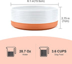 SPUNKYJUNKY Ceramic Dog and Cat Bowls 2 Pack, 6.1'' Dog and Cat Food Water Double Feeding Bowls Non-Slip for Cats and Medium Sized Breed Dogs Microwave Dishwasher Safe - 28.7 OZ, 2pcs, Pattern White
