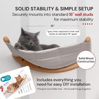 Cat Wall Hammock for Large Cats, Cat Wall Bed | A space-saving wall mounted cat bed with a washable, replaceable cushion that holds big cats up to 35 lbs
