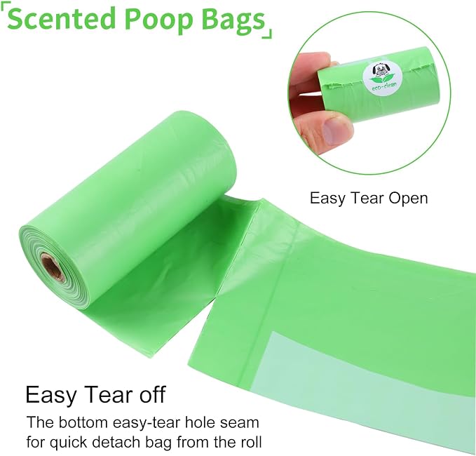 ECO-CLEAN 360 Count Dog Poop Bags with Dispenser, Leak-Proof, Unscented, 0.2 Ltr Capacity, Indoor/Outdoor Use | Leak-Proof, Unscented Doggie Waste Bags for Dogs, Cats
