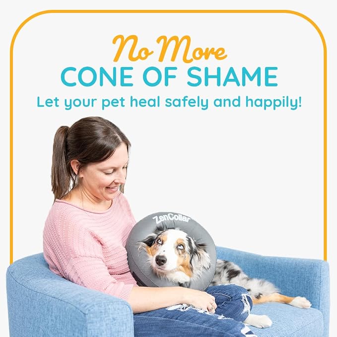 ZenPet Recovery Inflatable Collar for Dogs & Cats – Soft, Comfortable, Safe & Stress-Free Healing Alternative E-Collar After Surgery, Adjustable Donut Design, Secure Fit (XLarge)