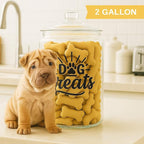 2-Gallon Dog Treat Container Airtight – Large Glass Jar for Countertop, Stylish Dog Treats Container & Dog Cookie Jar, Perfect Dachshund Accessories & Dog Treat Storage