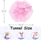 Cat Bed Tunnel Tube Toy Pink Plush | Collapsible Round Tunnels for Indoor Cats, Interactive Toys Play Tubes with Hanging Ball for Kitten, Puppy, Rabbit