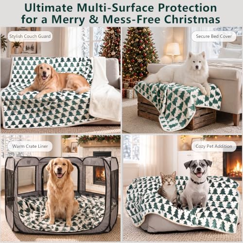 LOOBANI Waterproof Blanket for King Bed, Spill-Proof, 85"x108", Xmas Green - Image 5