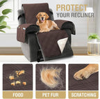 H.VERSAILTEX 100% Waterproof Oversized Recliner Cover 1-Piece Reversible Recliner Covers for Large Recliner with Elastic Straps Sitting Width Up to 28" (Oversized Recliner, Brown/Beige)