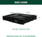 FXW Homeplus Indoor Dog Playpen with Mesh Top Cover, 24" H, 8 Panels | Calm Indoor Play Area, Cover Helps Deter Jump-Outs, for Puppies & Small Dogs, Patented