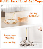 Cat Scratcher Toys Natural Sisal Pad Kitten Interactive Ball Track | Cat Toys Spring Ball Turntable Indoor Entertainment Chasing Hunting Protecting Furniture Sofa Mental Physical Exercise